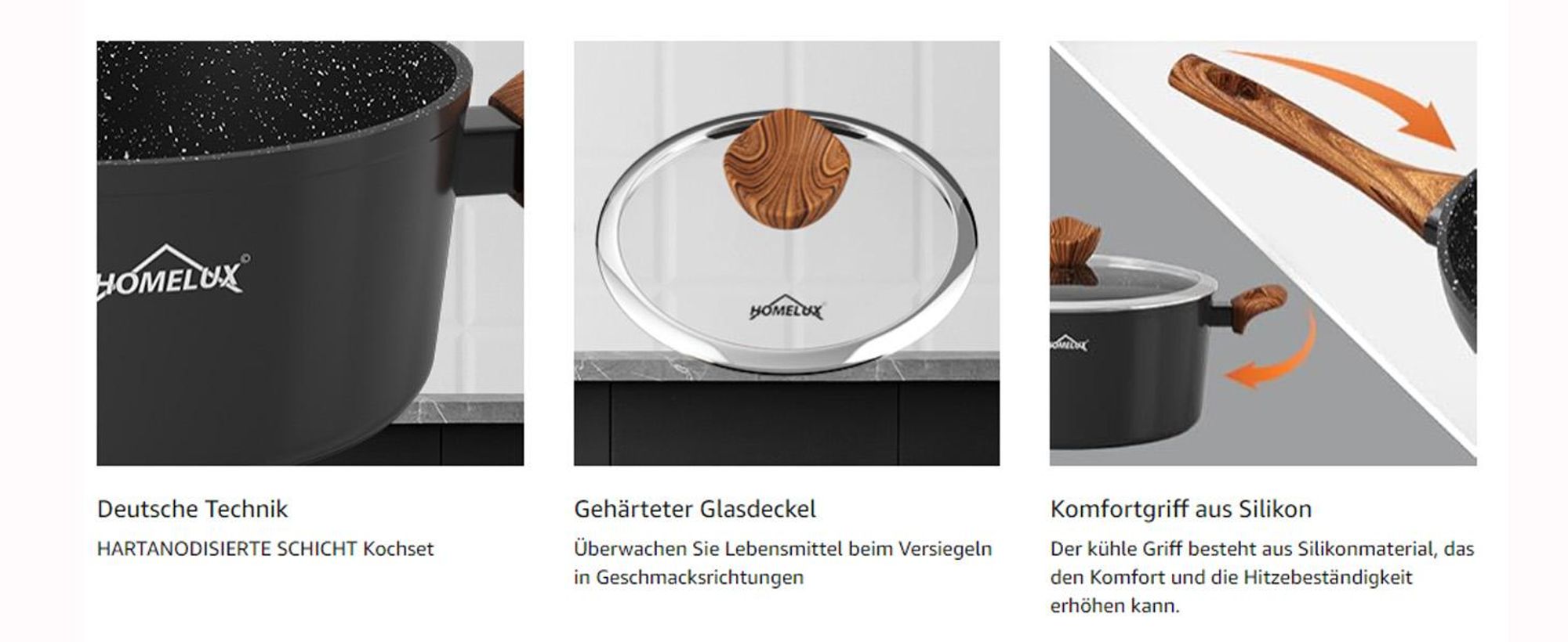 Topfset 15tlg Induktions Töpfe Set mit Deckel,Keramik-Antihaftbeschichtung,Topfset Induktion