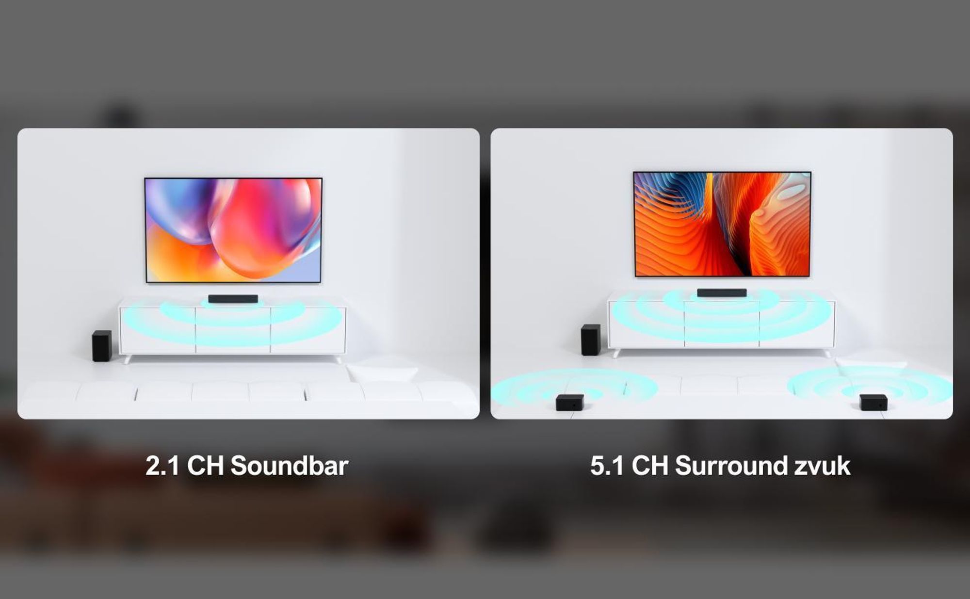 ULTIMEA 5.1 Surround Soundbar, 3D virtuálny priestorový zvukový systém, Soundbar s nastaviteľnými basmi, subwooferom a zadnými reproduktormi