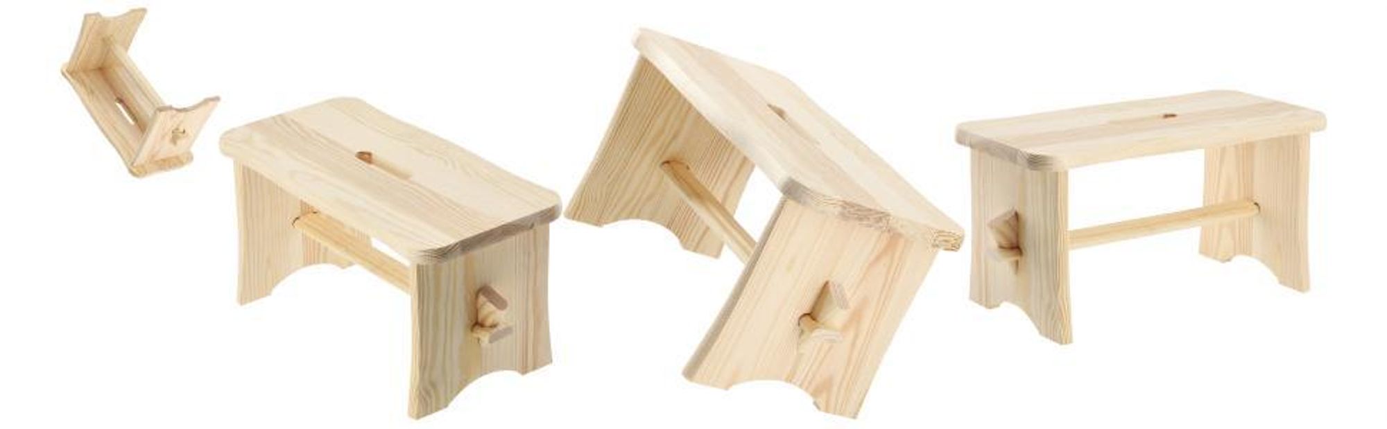 KADAX Holzhocker "Falun", aus natürlichen unlackierten Kiefernholz, Sitzhocker, Tritthocker, Rechteckig