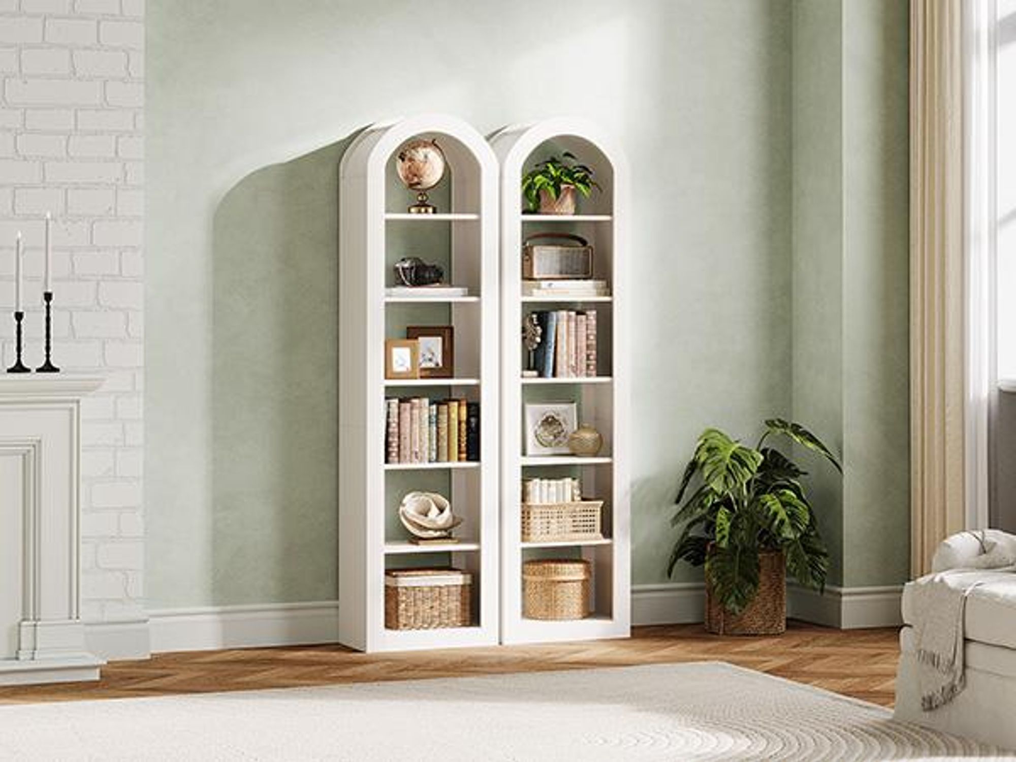 Tribesigns 190cm hohes, gewölbtes Bücherregal, 6-stufiges, schmales, offenes Bücherregal, freistehendes Eckregal, Aufbewahrungsorganizer für kleine Rä
