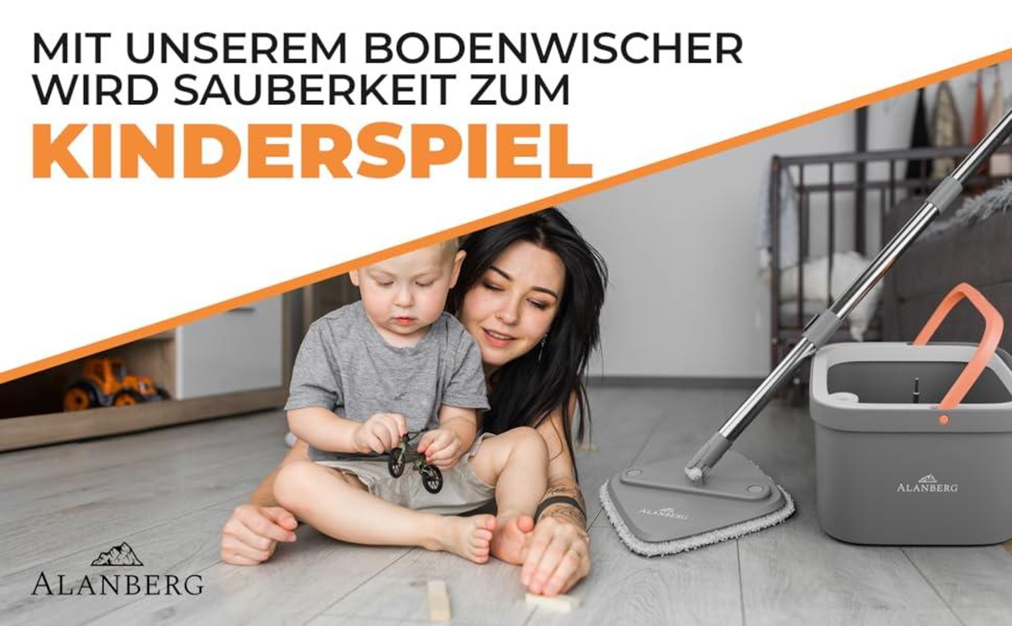 mutter mit kind und ALANBERG® Wischmopp