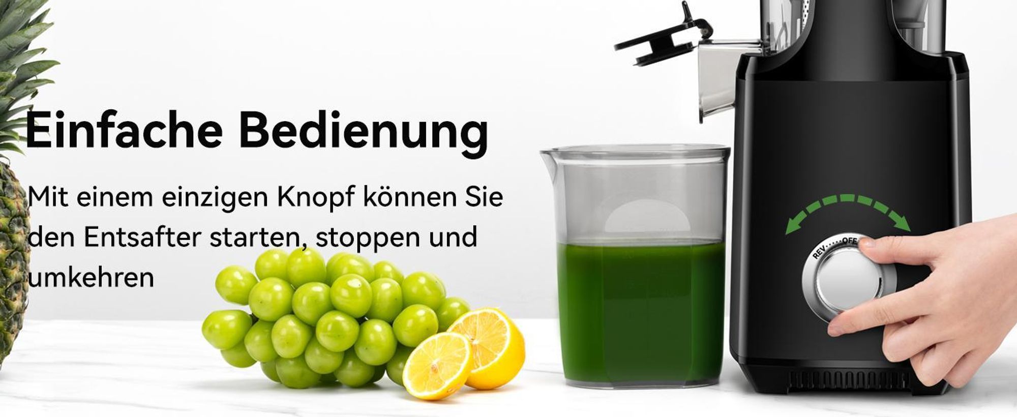 LINKChef SJ-052-EU-BL Entsafter - 250W Leistung 1.8L Kapazität Saftpresse lebensmittelechtes Material 3-Lagiger - Schwarz