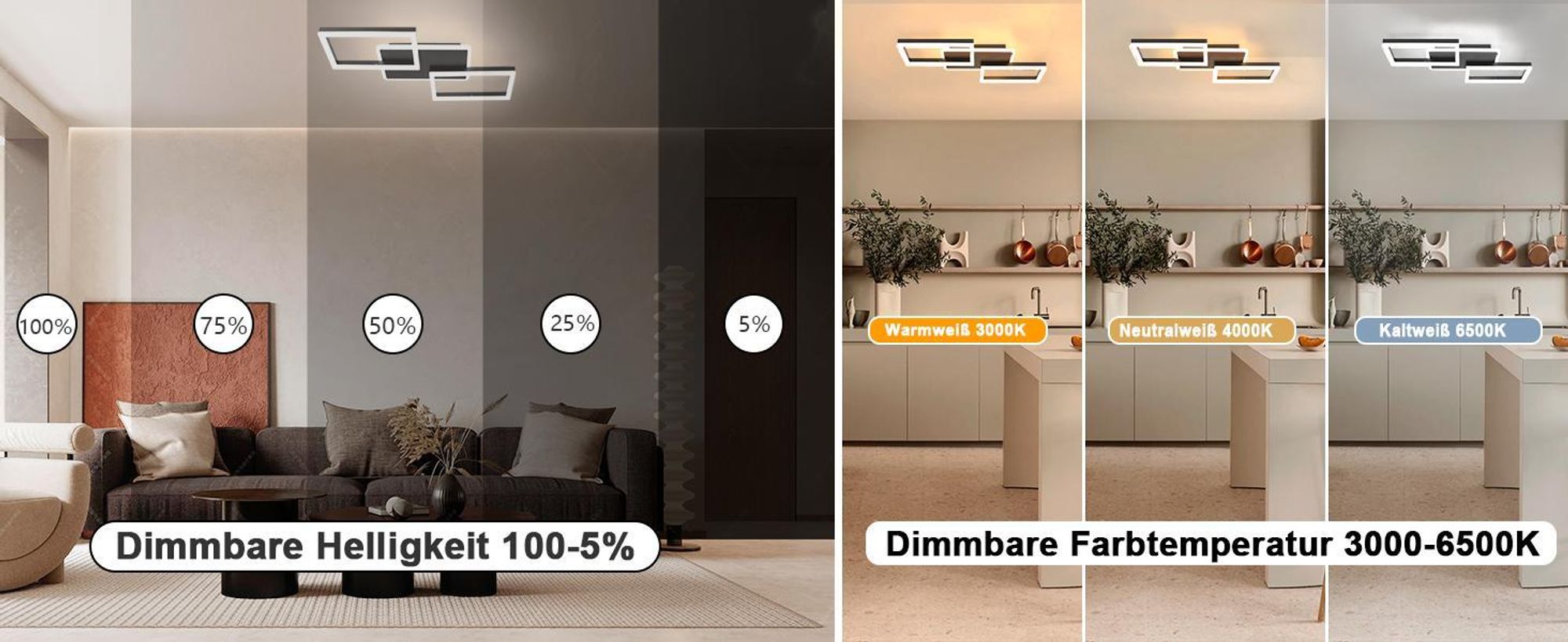 ZMH LED stropné svietidlo Stropné svietidlo do obývačky - 48W stmievateľné svietidlo do spálne Čierny plochý dizajn s diaľkovým ovládaním Kovové moderné kuchynské svietidlo