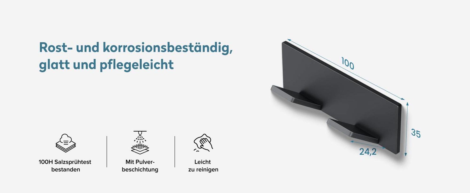doporro Garderobenhaken Edelstahl, Kleiderhaken Wand mit 2 Haken, selbstklebend & ohne Bohren Matt Weiß für Jacken, Handtücher Stalo-02