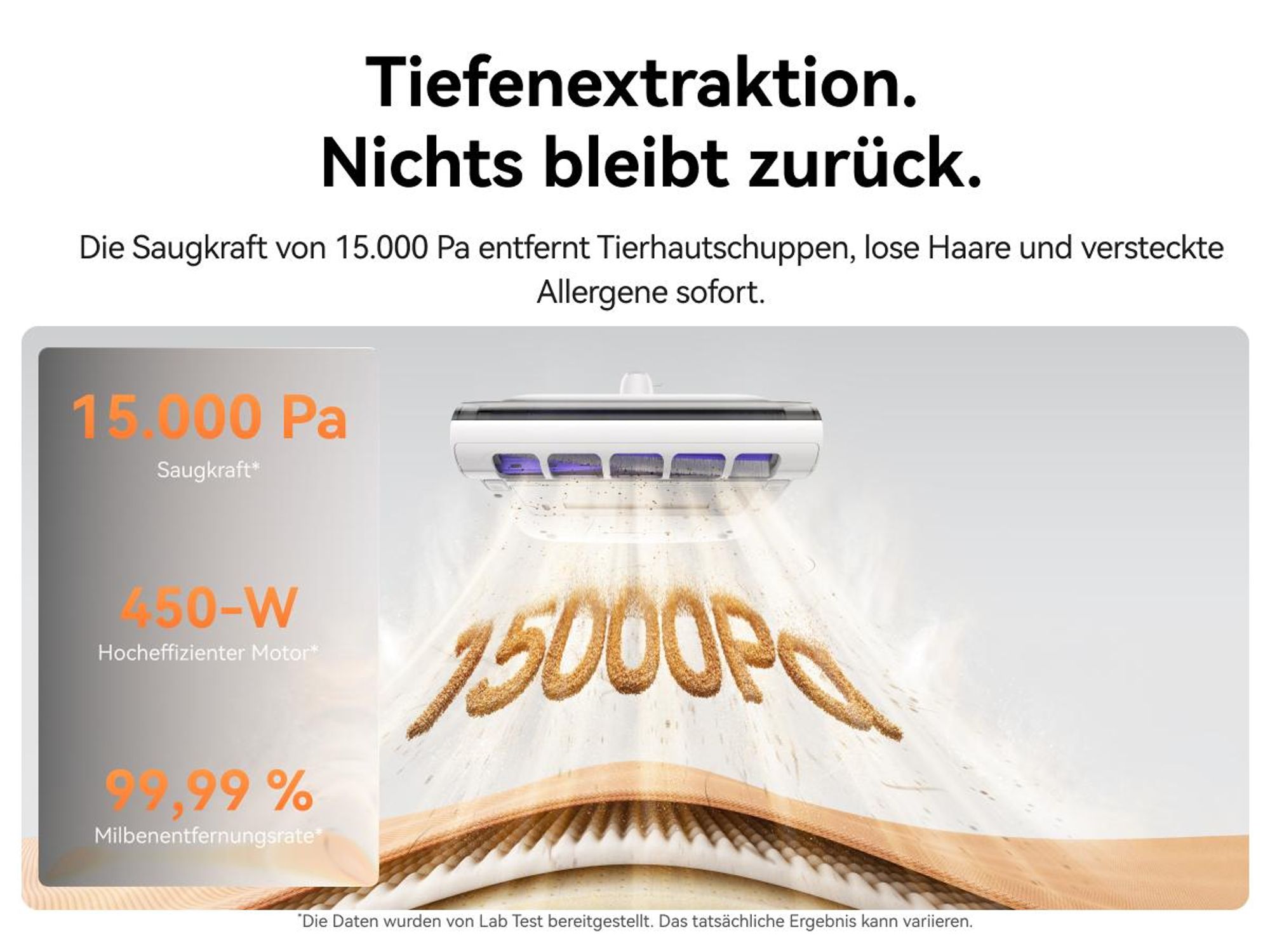 NARWAL U50 Matratzenstaubsauger, 15 kPa, 58 °C, 65.000 Schläge/min, 1,9 kg, UV-C, 4 m Kabel