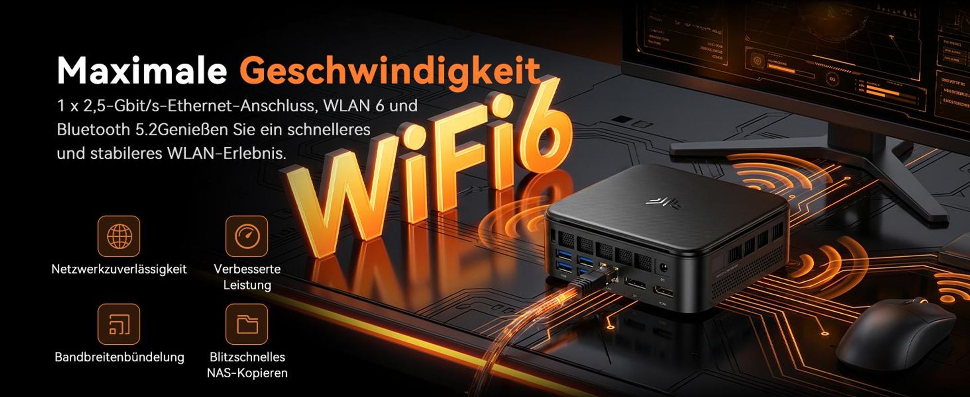 ACEMAGIC E3B Mini PC W-11 Pro, Ryzen 7 7735HS(Besser als R7 6800H/ R5 5730U) | 24 GB LPDDR5 512 GB SSD | Desktop-PC met WiFi 6