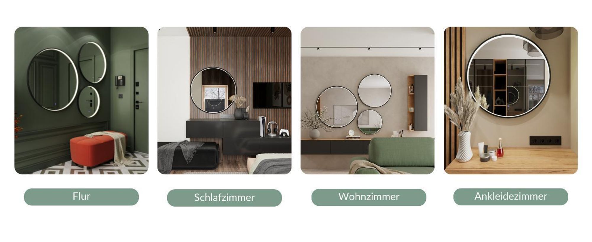 Planetmöbel VELUNA Spiegel mit Beleuchtung Ø 100 cm Wandspiegel Badspiegel