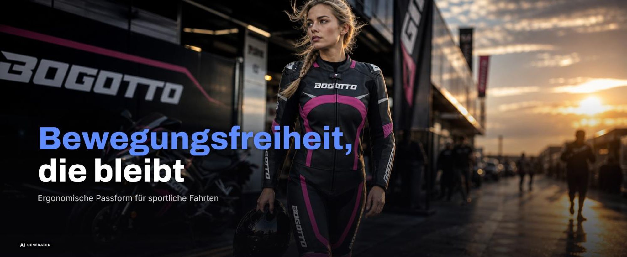Bogotto Misano 2-Teiler Damen Motorrad Lederkombi, schwarz/grau, 44