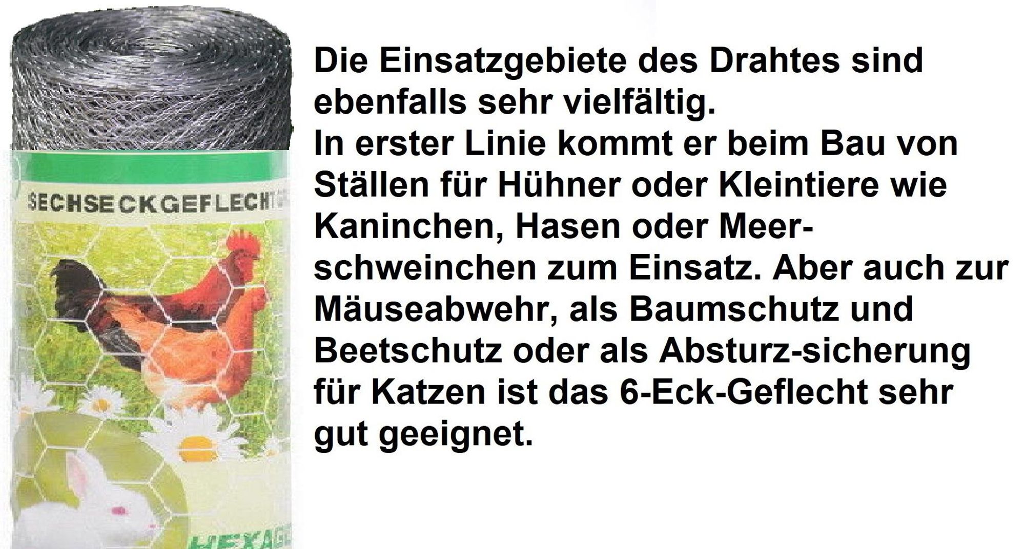 Kaninchendraht / Sechseckgeflecht / Maschenweite 13mm / Höhe 1000 mm / Länge 25m / verzinkt / € 1,12 pro Meter