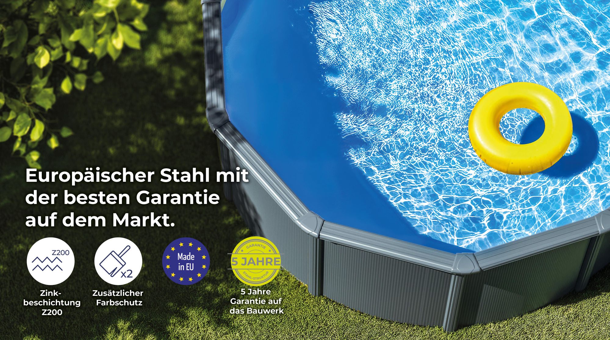 GRE Ovaler Stahlwandpool mit Anthrazitoptik KITPROV7388GY – 730 x 375 x 132 cm, Komplettset + GRATIS Elektrischer Poolreiniger VCB50
