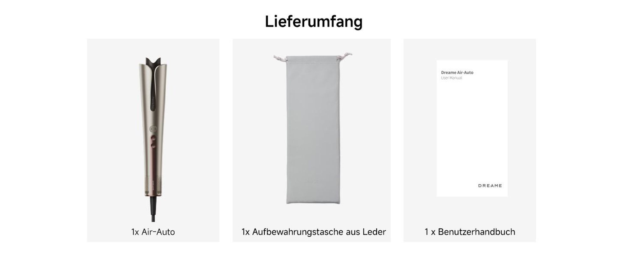 DREAME Air-Auto One-Touch Lockenstab,MCH-Heizsystem,360°-Lockenfunktion,LED,NTC-Temperaturregelung,3 Heizstufen,Verwicklungsschutz,2,8m Länge,Gold