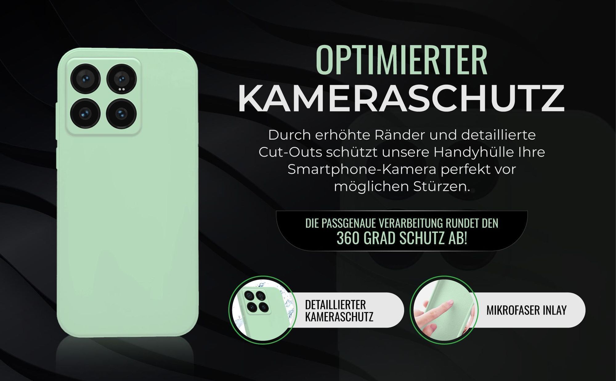 Handyhülle in Türkis für Xiaomi 14 Pro in detailliertem Kamera Cutout