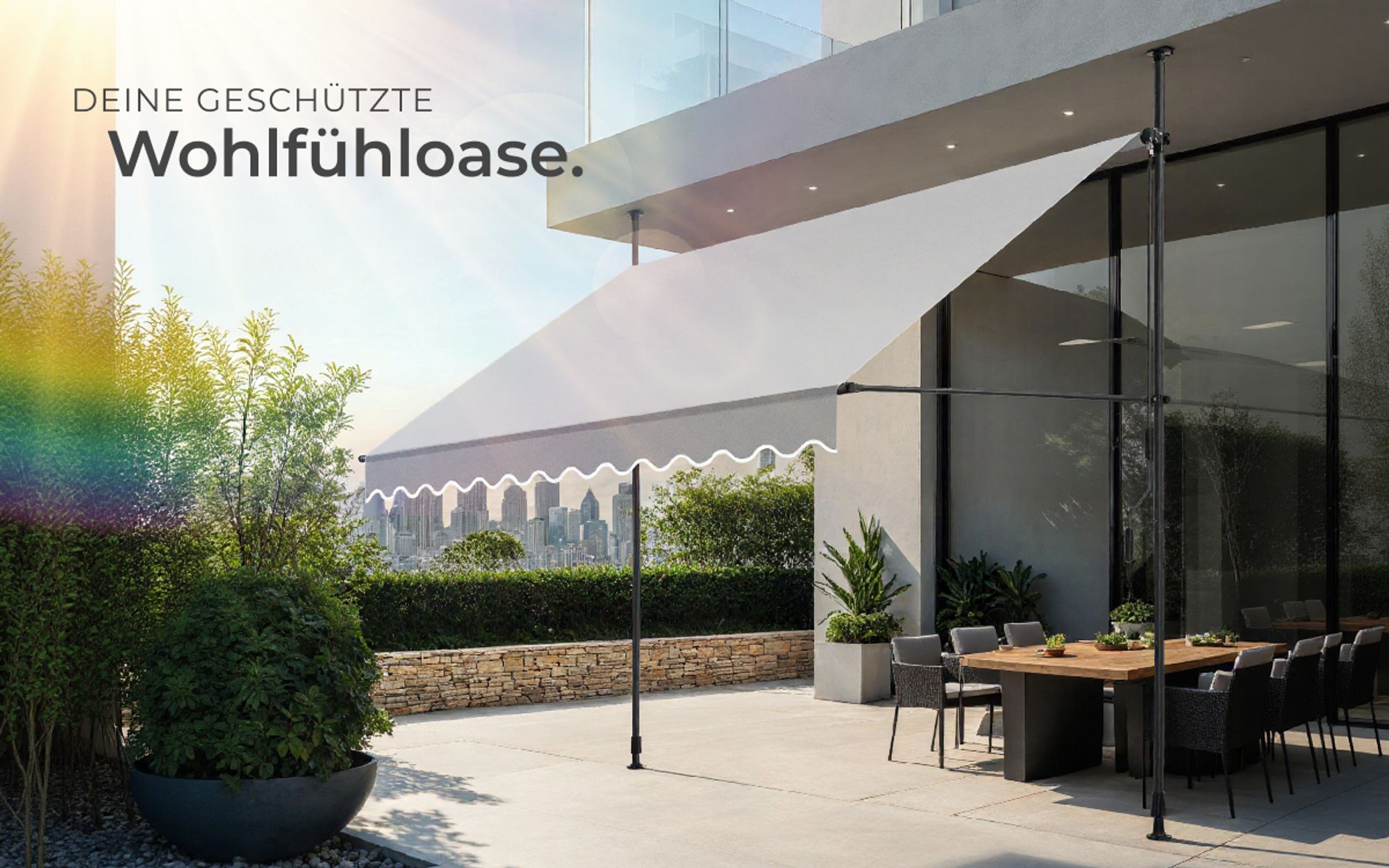 tectake® Klemmmarkise mit Handkurbel einfache Montage