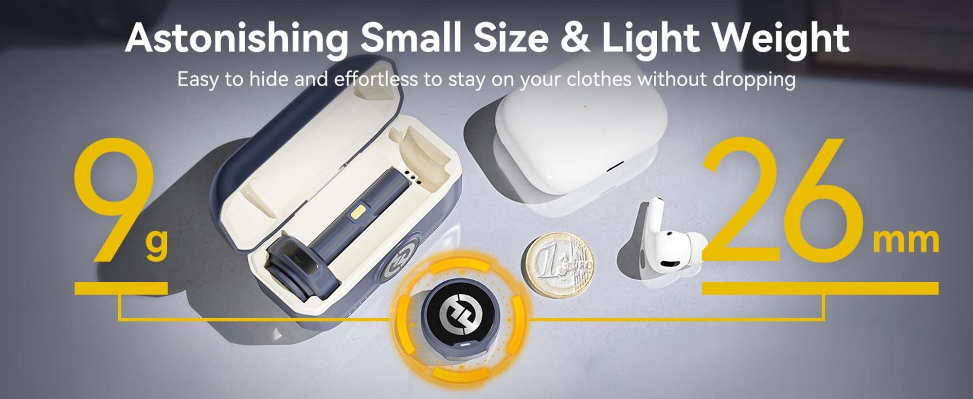 Hollyland Lark M2 USB-C Draadloze Lavalier Microfoon – 9g, 48kHz/24bit, Ruisonderdrukking, 300m bereik, 40u batterij