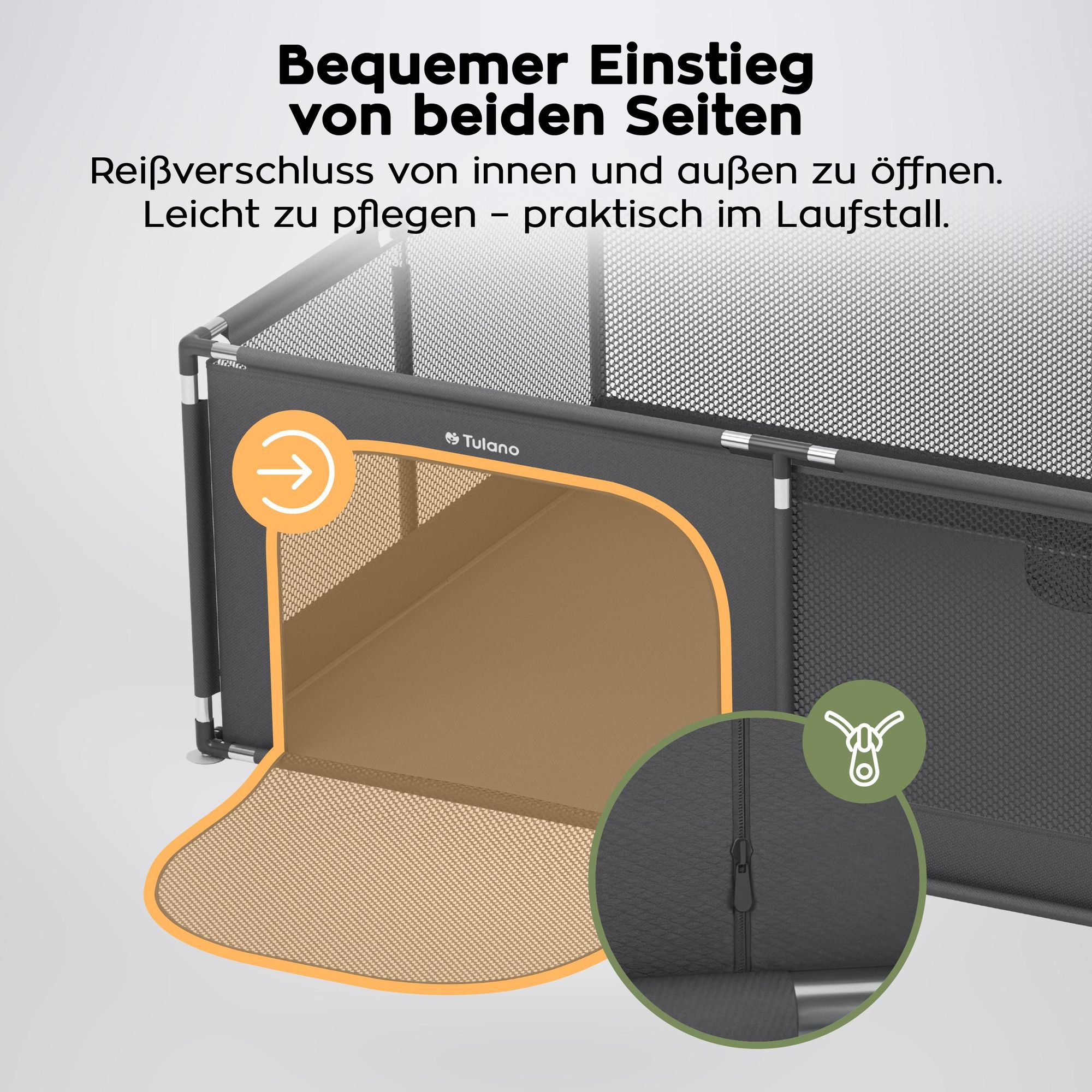 Kinder Laufstall Playpen Laufgitter 120x180 cm mit Boden, 66 cm hoch, faltbar, Reißverschluss Tür innen & außen, Saugnäpfe, Tragetasche, BPA-frei