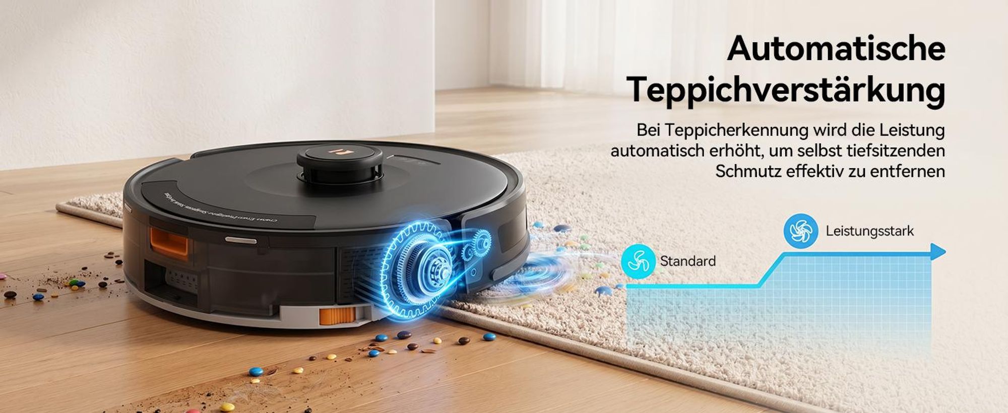 Staubsauger Roboter D8 PRO mit 38000Pa Saugkraft, Wischfunktion, 200min Laufzeit, LDS-Navigation, All-in-1-Entleerungsstation und Anti-Wickel-Bürste