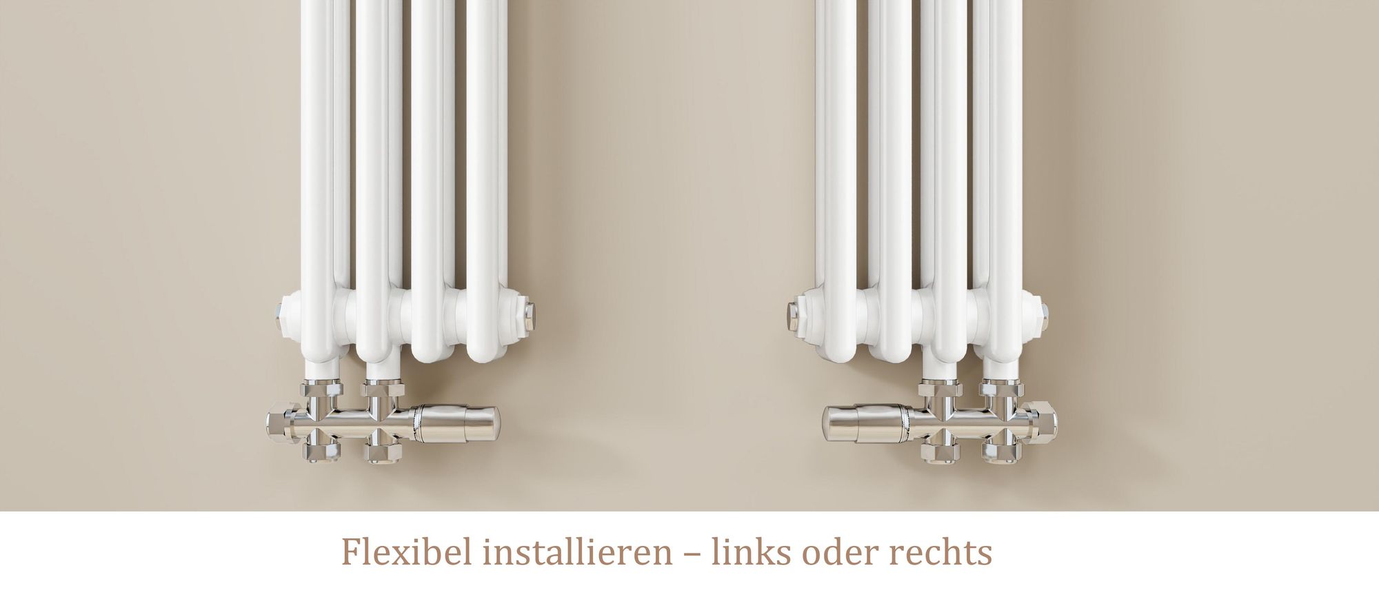 AICA Traditioneller Heizkörper 600 x 1460 mm Gusseisenstil 3 Spalten mit Seitenanschluss Weiß 2169W