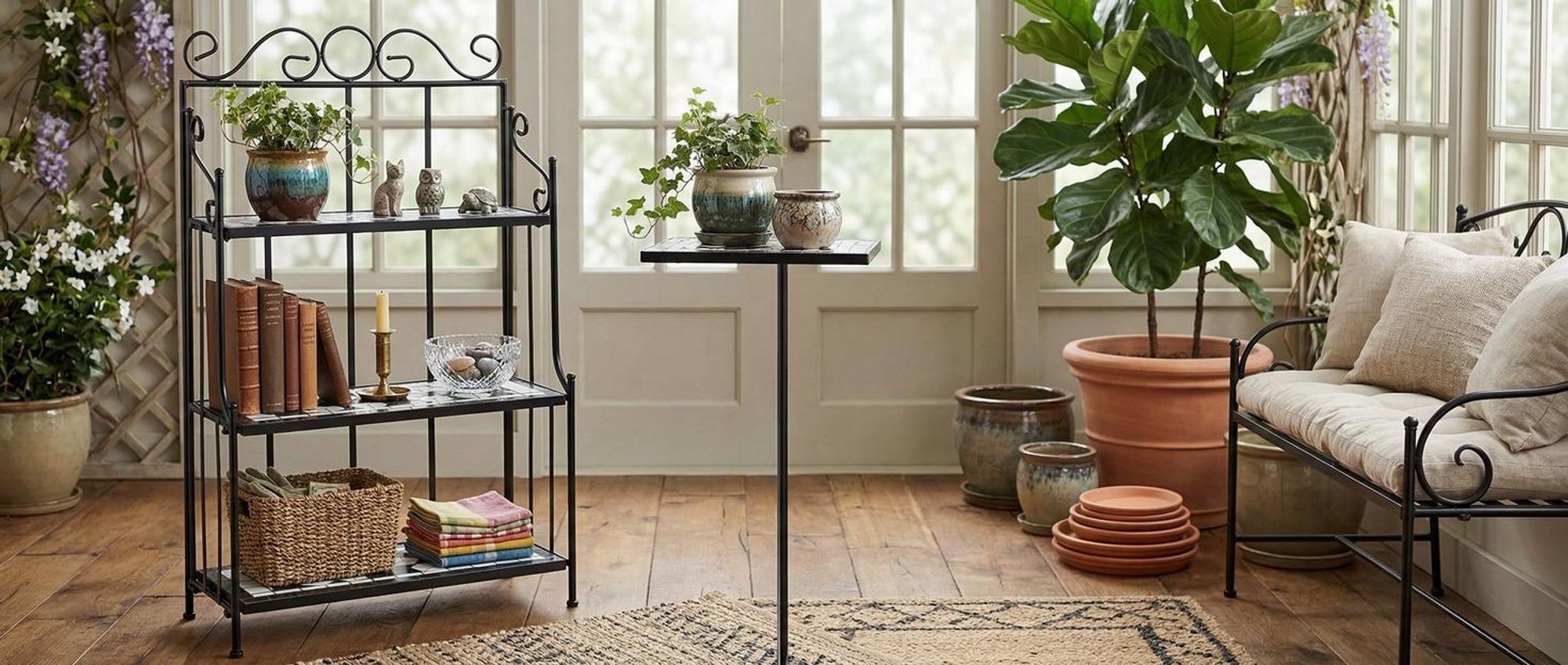 tectake® Metallregal mit 3 Mosaikböden 61 x 29 x 114 cm