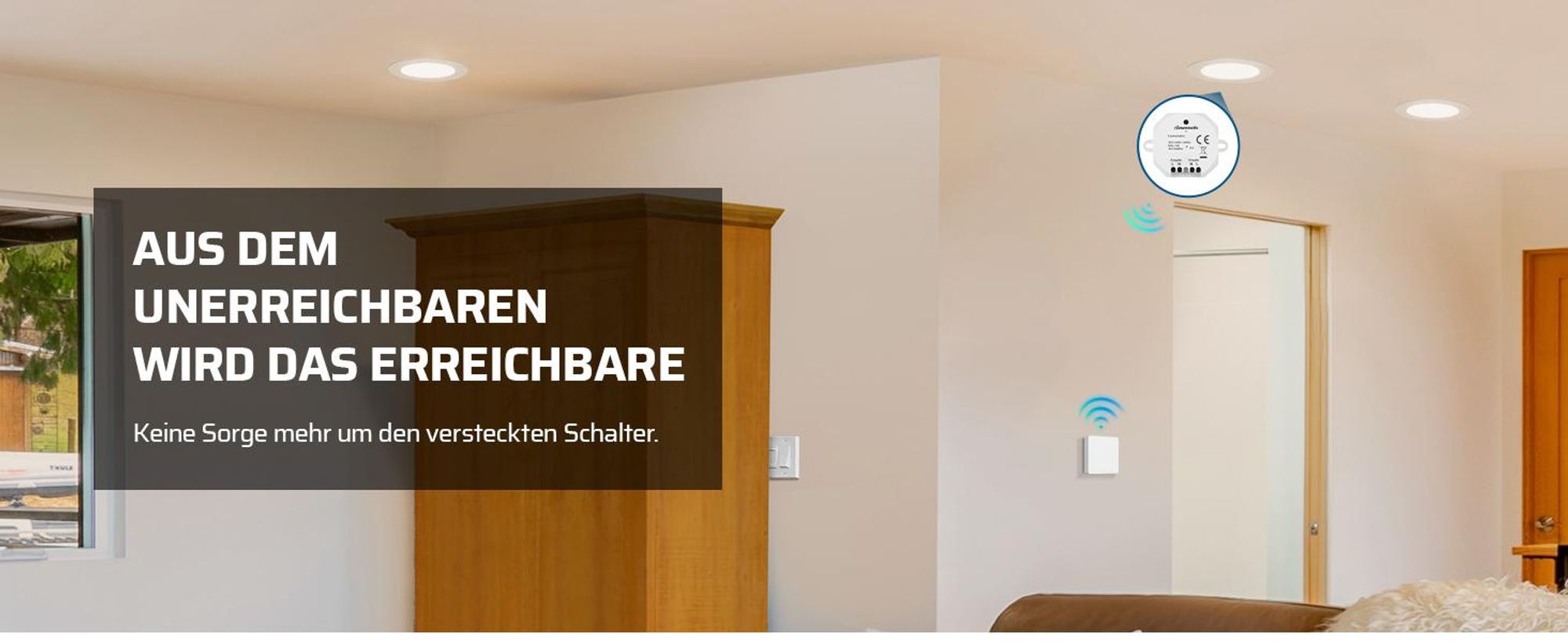 DEWENWILS Funkschalter 230V, Wandschalter, Lichtschalter Wandsender Licht, 2300W