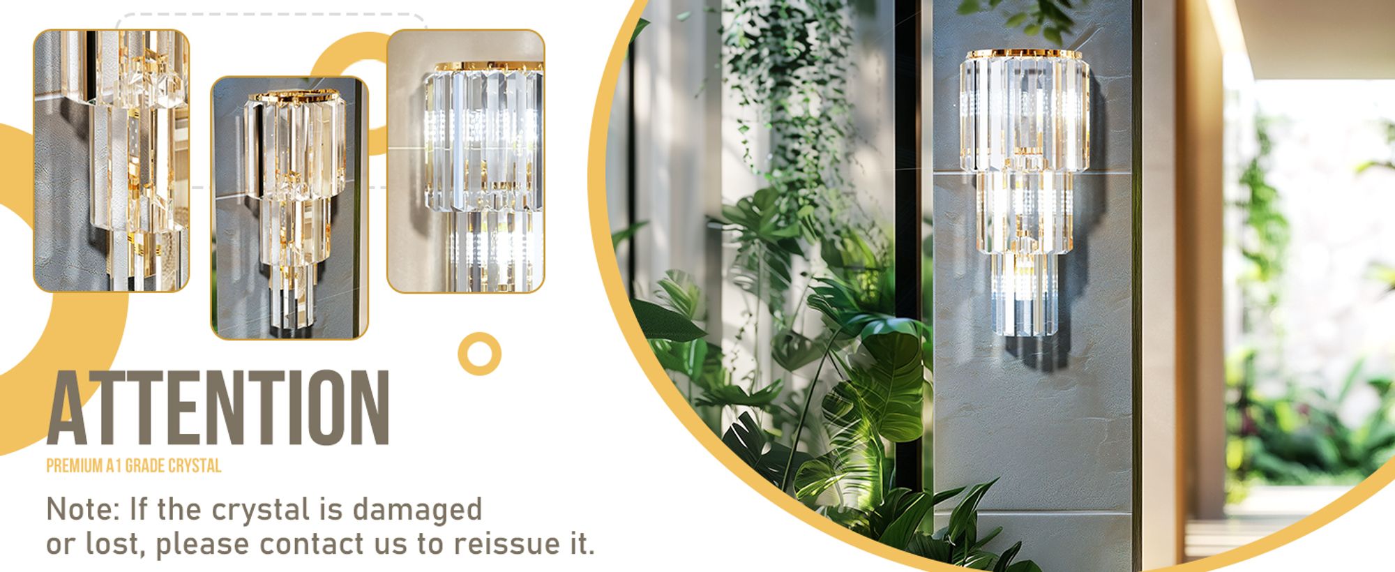 Kristall-Wandleuchte LED indirekt Wandbeleuchtung Kristall Wandlampe Dimmbar E14 Innen Wandlicht Flur Strahler Treppenleuchten Leuchte 50*19