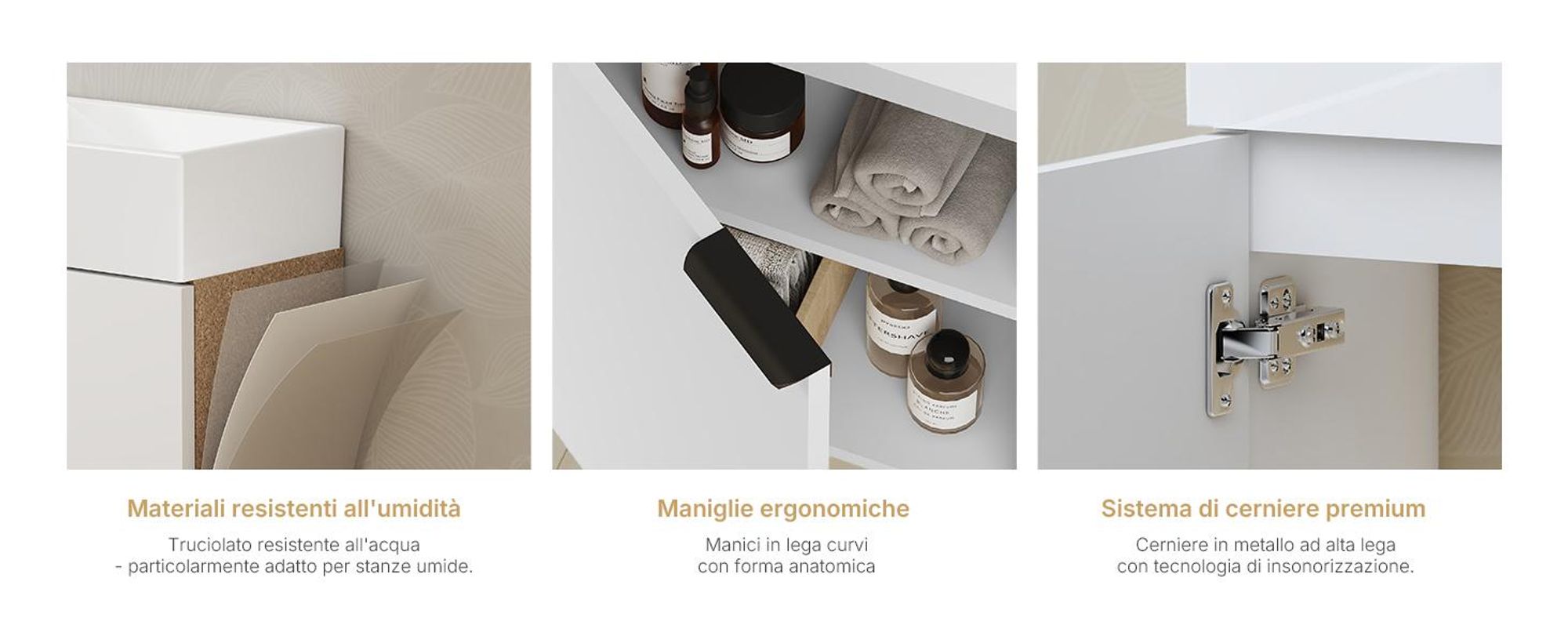 Set lavabo EMKE Mobiletto con lavabo in ceramica 417×240×646 mm sospeso, soft-close , bianco