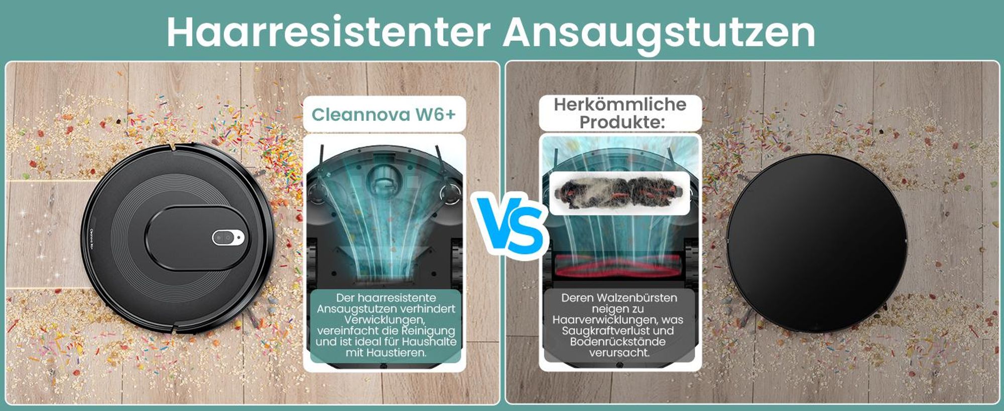 Vactidy W6+ Saugroboter ohne Wischfunktion, 2800 Pa Saugkraft, 720 ml großer Behälter, 120 Min. Laufzeit, APP/Sprache/Fernsteuerung