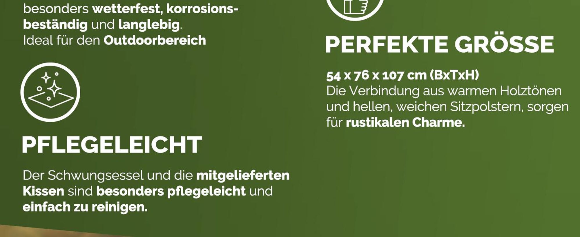 Casaria®  Garten Schaukelstuhl, Wetterfest inkl. Polsterung, anthrazit