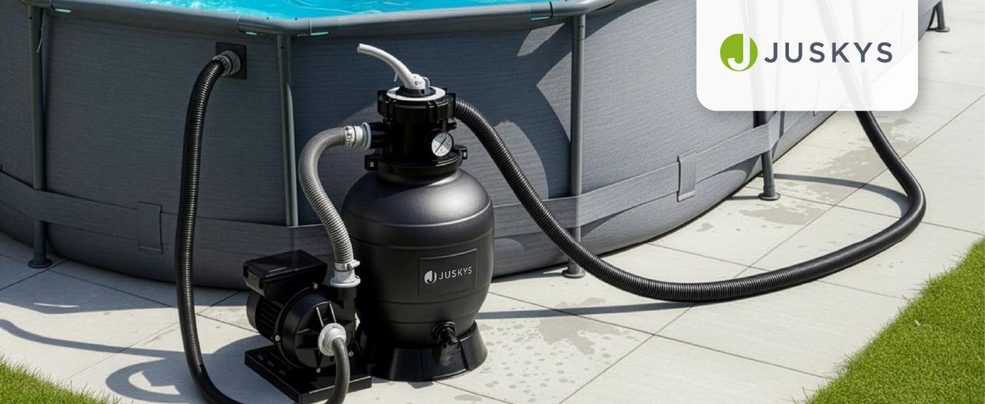 Juskys® Sandfilteranlage 250W - leistungsstarke Poolfilteranlage mit Zubehör