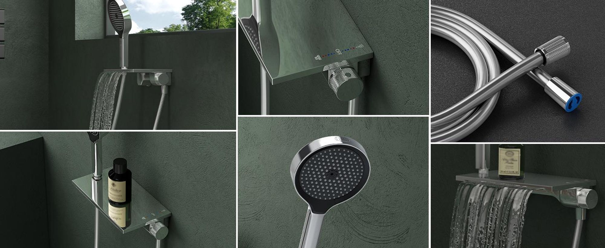 Mai & Mai Badewannenarmatur mit Handbrause Wasserfall Wannenarmatur 5 Strahlarten Duschbrause mit Unterauslauf Handbrause aus Messing Silber DSN-401