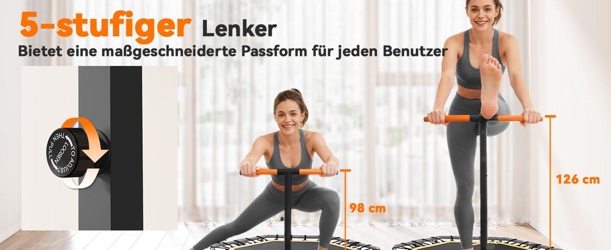 SPORTNOW Fitness Trampolin klappbar Ø128 cm Mini Trampoline mit Haltegriff