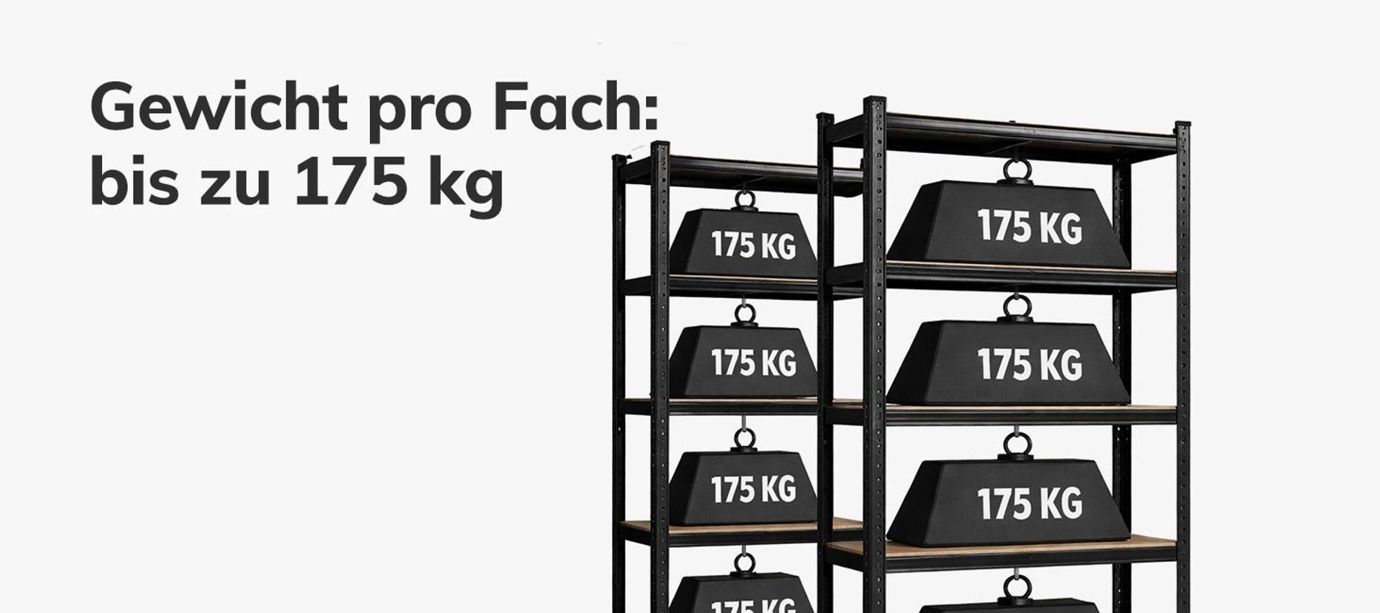 Karat Schwerlastregal Lakota, 2er Set Metallregal mit 5 Böden, 875 kg Traglast, Steckregal für Keller, Garage & Werkstatt – Grau 200x100x50 cm