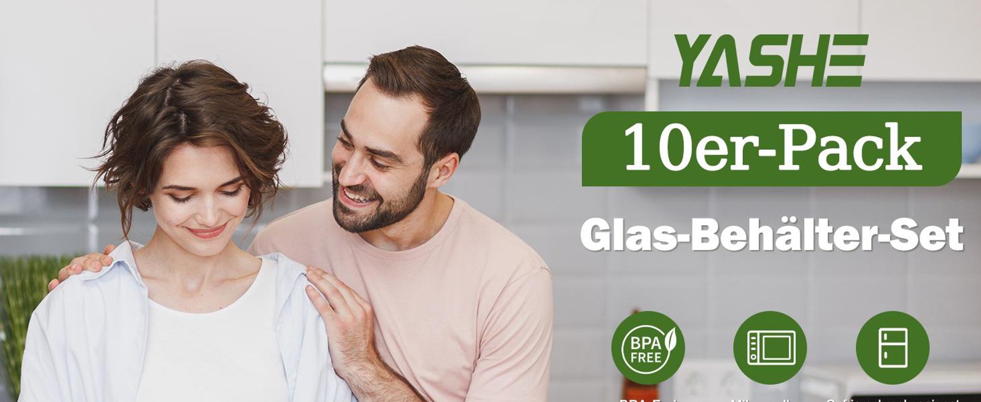 YASHE Glasbehälter mit Deckel, 10 Teile Stapelbar & Luftdicht Meal Prep Boxen Gl