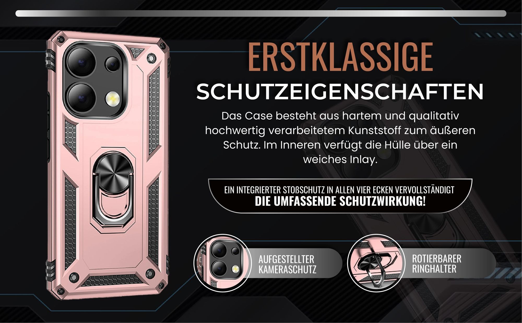 Handycase in Rosegold für Xiaomi Redmi Note 13 mit Kameraschutz