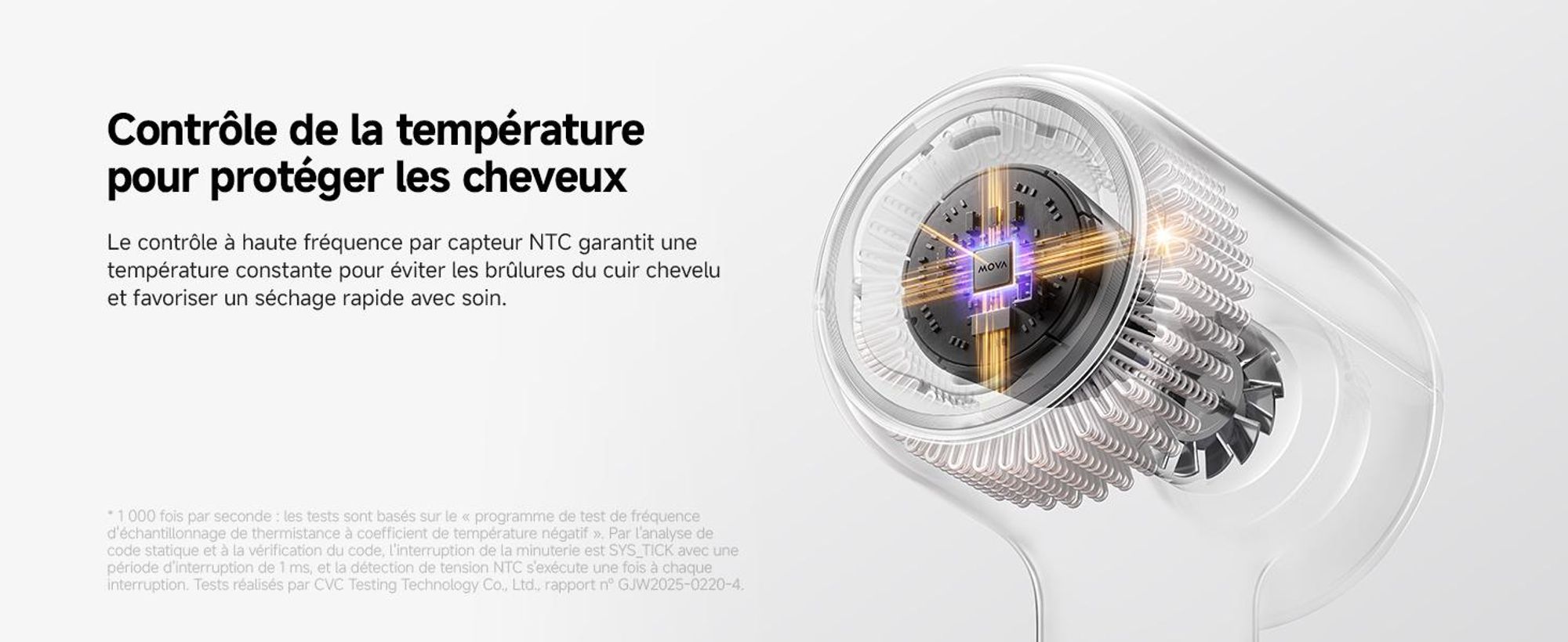 MOVA SHINE 20 Sèche-cheveux Argenté – Contrôle intelligent de la température, séchage rapide et soin capillaire multi-styles