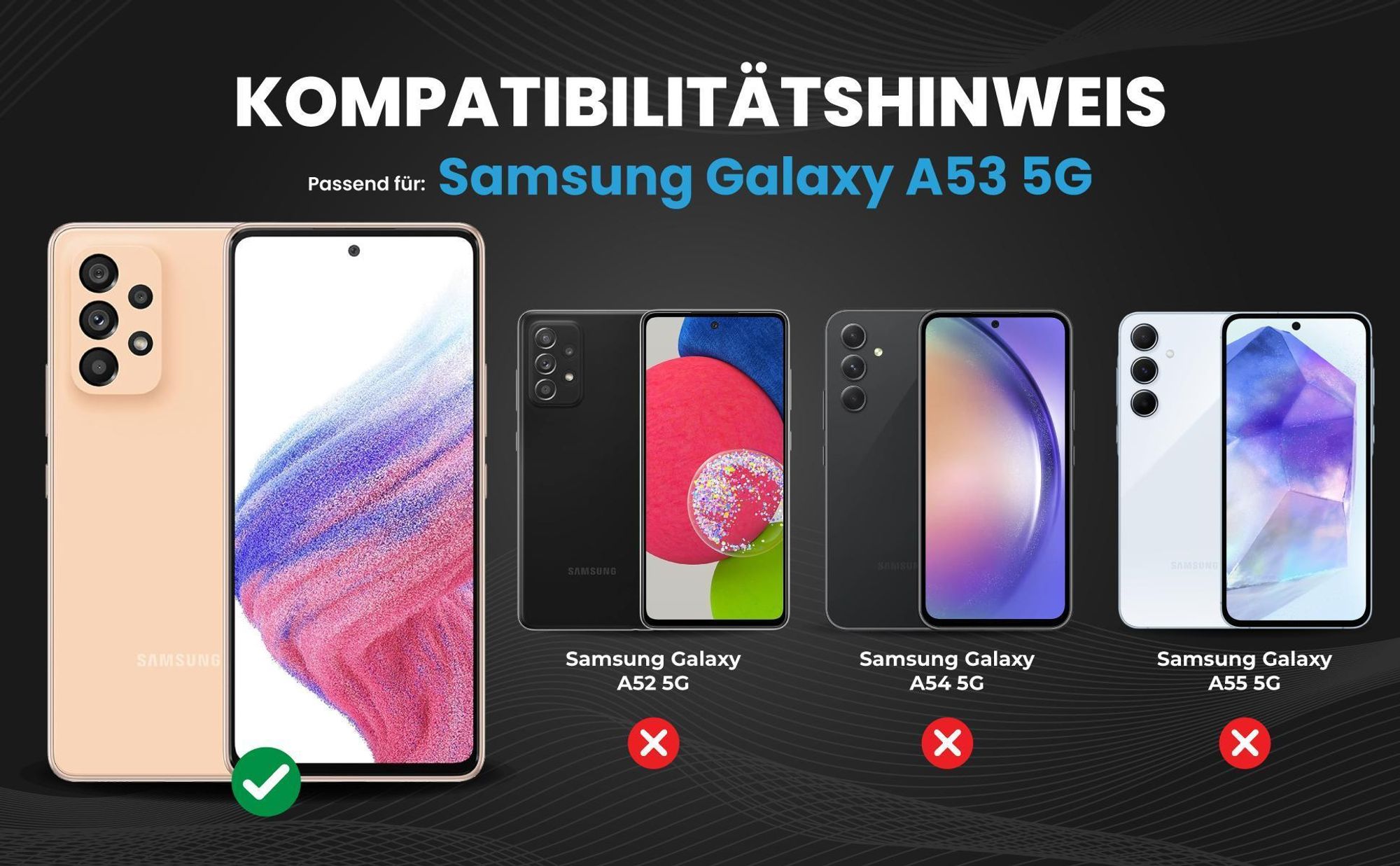 Kompatibilitätshinweise Hülle für Samsung Galaxy A53 5G