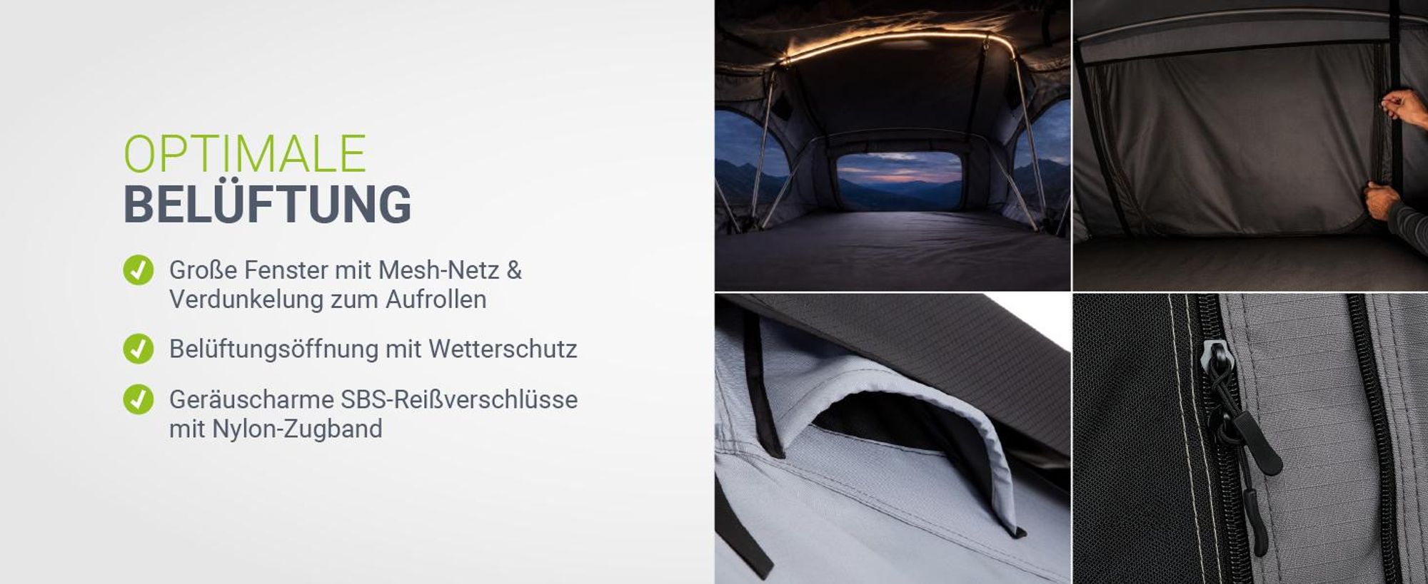 Juskys Autodachzelt Lago 120 x 210 cm - Wetterbeständig mit Leiter - Schwarz / Grau