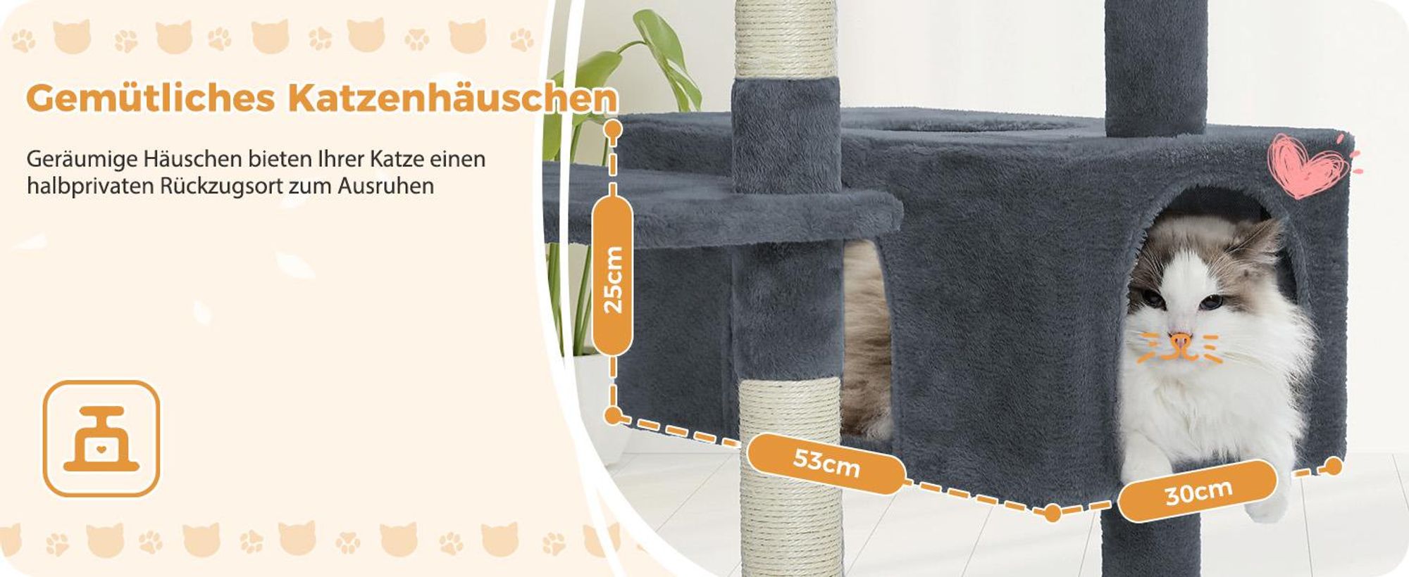 PAWZ Road Kratzbaum Grosse Katzen Stabil, 184 cm Grau