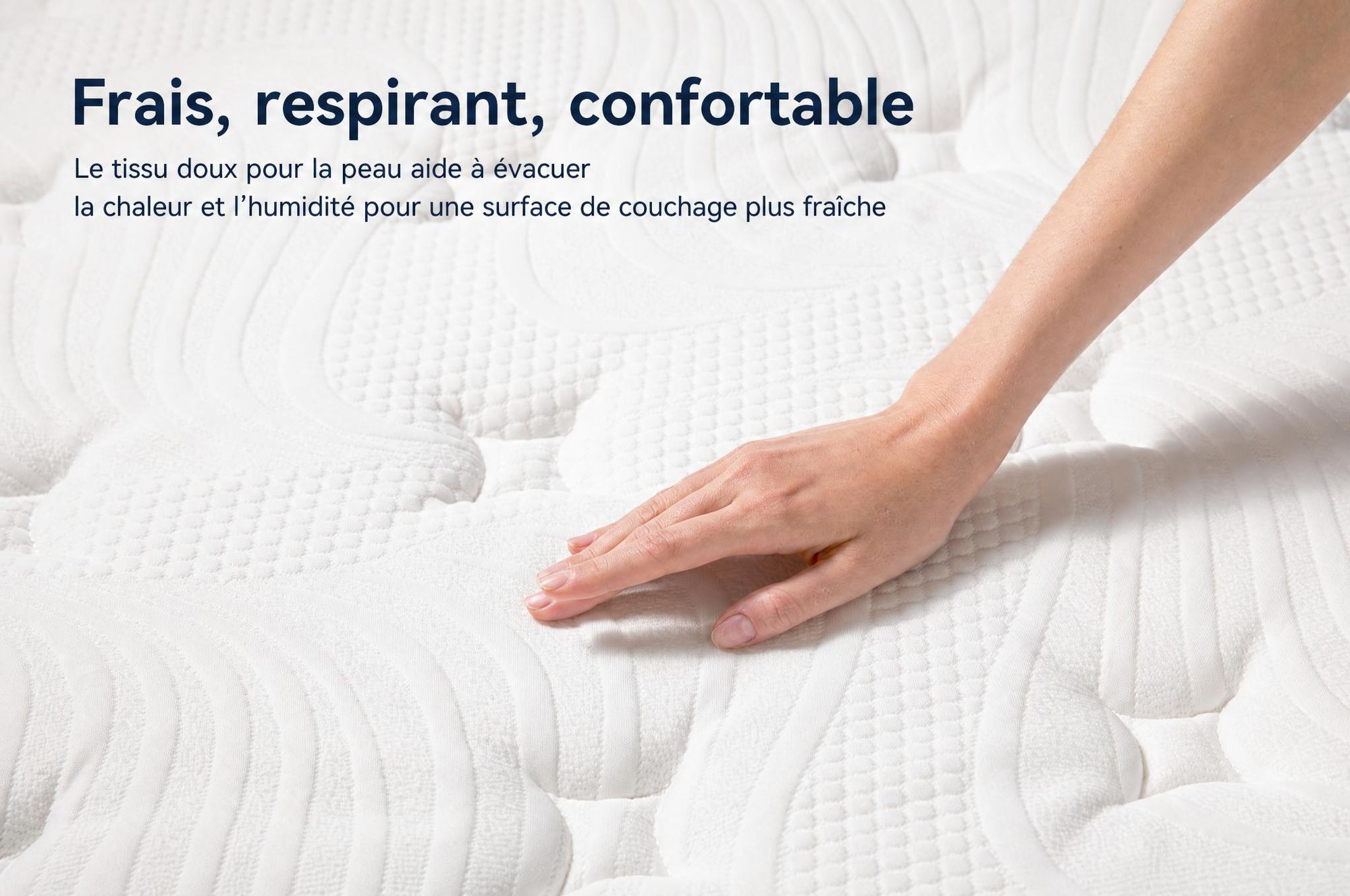 Matelas 90x200, 26 cm, avec surmatelas intégré, matelas à ressorts ensachés 7 zones, fermeté H3/H4