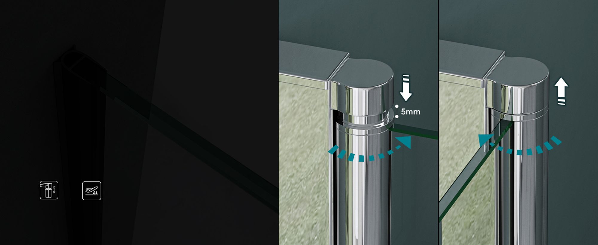 Mai & Mai Duschtür Nischentür dusche Duschabtrennung Duschkabine Schwingtür 180° Doppeltür 6mm ESG Nano-Beschichtung Vollsatiniert mit Hebe- und Senkmechanismus 100x195cm Ter24VS