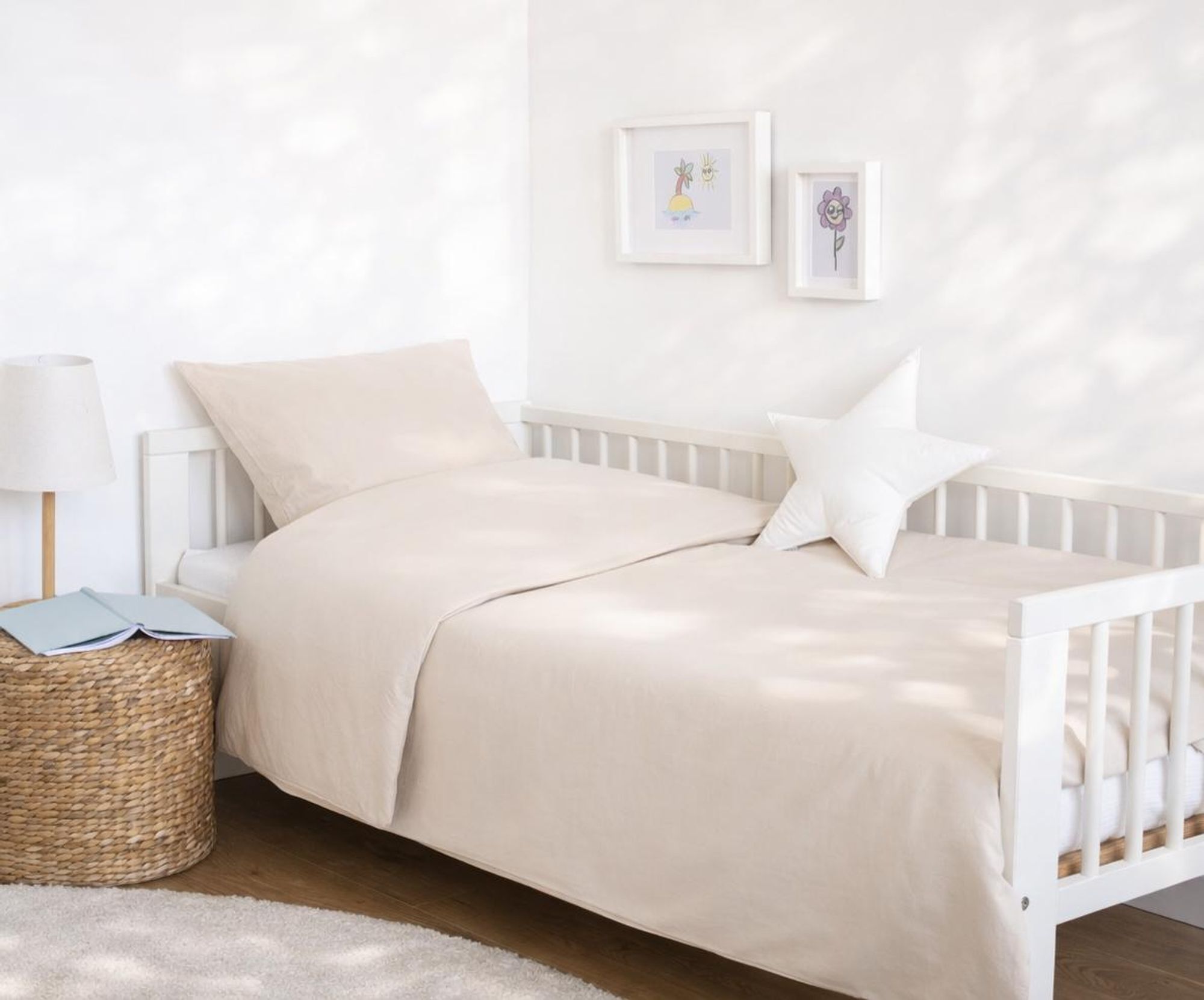 Beige Bettwäsche Set aus Baumwolle – weicher Stoff und hochwertiges Kinderbettwäsche Kinderzimmer