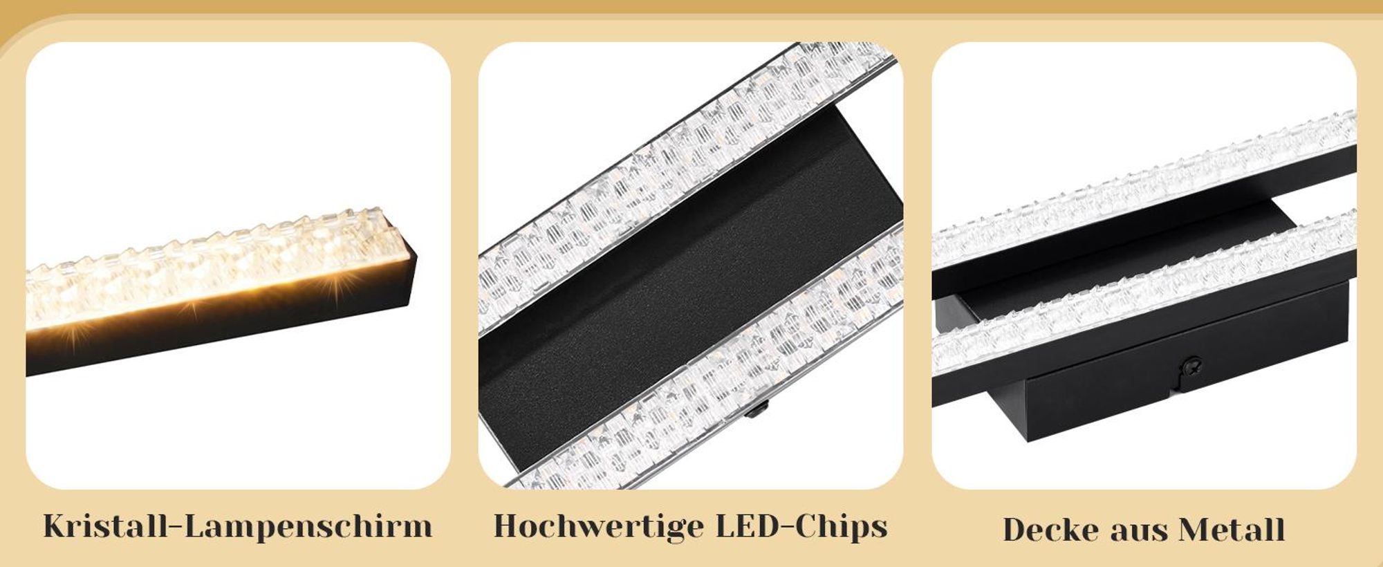 ZMH LED Plafonnier Noir 12W Blanc Chaud 3000K Moderne Cristal Métal pour chambre salon couloir cuisine