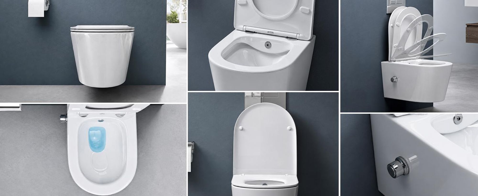 doporro Hänge-WC mit Bidet Funktion Weiß Wand-WC Toilette mit Soft-Close Spülrandloses aus Keramik Hänge-Toilette Aachen601