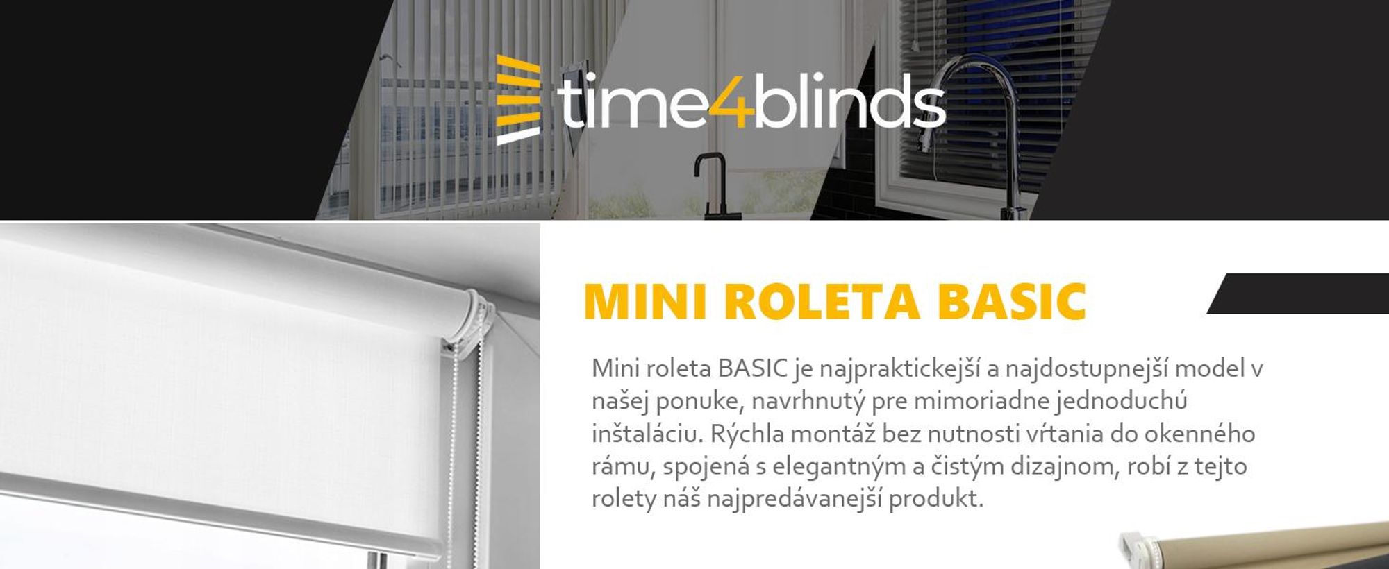 time4blinds, Mini roleta Basic, okenná roleta, Grafit v¾avo, Š50xV140cm