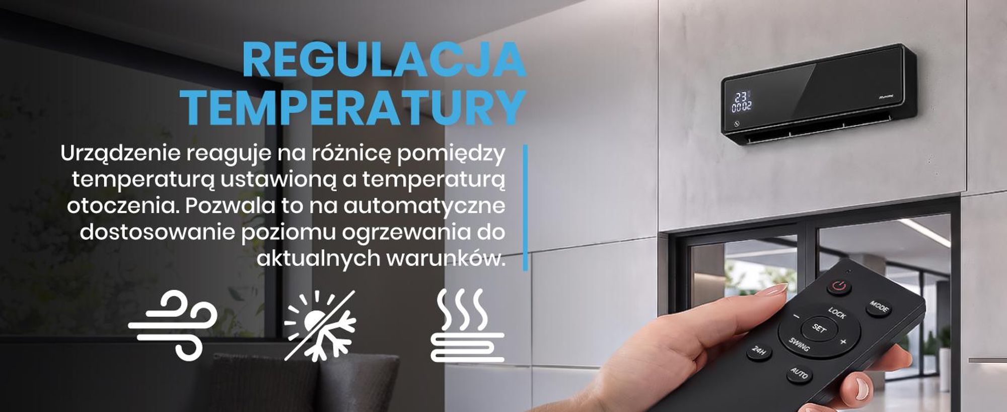 Kurtyna Powietrzna Mocny Grzejnik Energooszczędny WiFi Pilot Timer 2000W PT5800W-BL