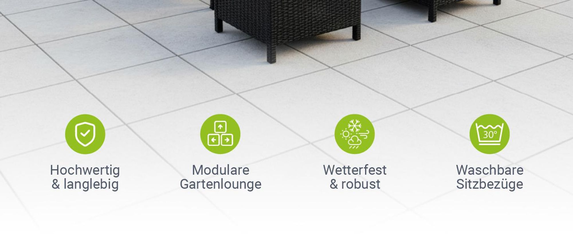 Juskys Polyrattan Lounge Manacor Schwarz und Grau