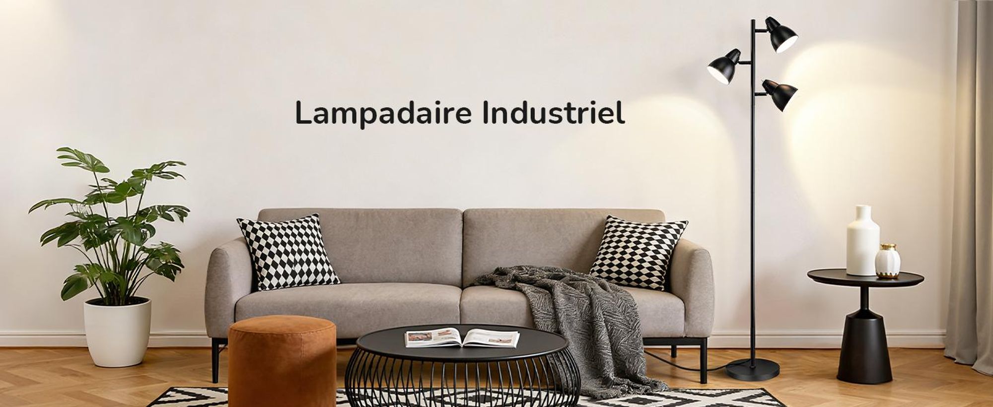 EDISHINE Stehlampe 3-flamming Dimmbar, LED Stehlampe Stehleuchte Inklusive 3 Glühbirne E27, Schwarz
