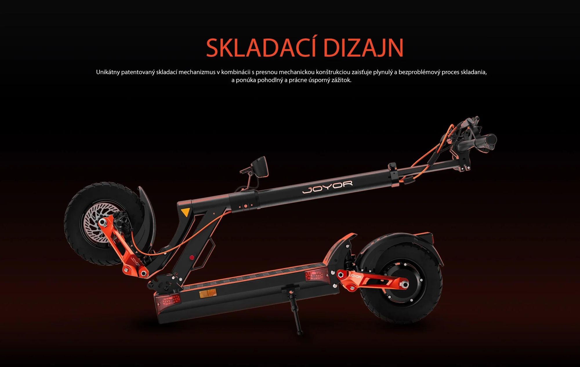 JOYOR T6 Skladateľný Elektrický Kolobežka - 600W Motor 48V18AH Batéria 10-palcové Pneumatiky Kotúčovými Brzdami - Čierna