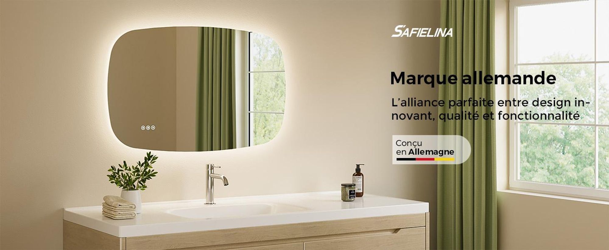 S'AFIELINA 80×50 cm Miroir de Salle de Bain avec Éclairage, Miroir LED Oval avec Interrupteur Tactile,3 Couleurs de Lumière Réglables, Anti-Buée
