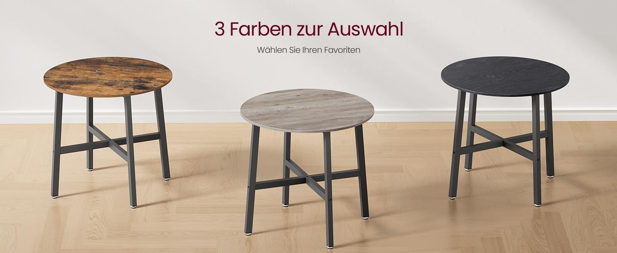 VASAGLE Esstisch, 80 x 75 cm (Ø x H), runder Küchentisch, Industrie-Design, Greige