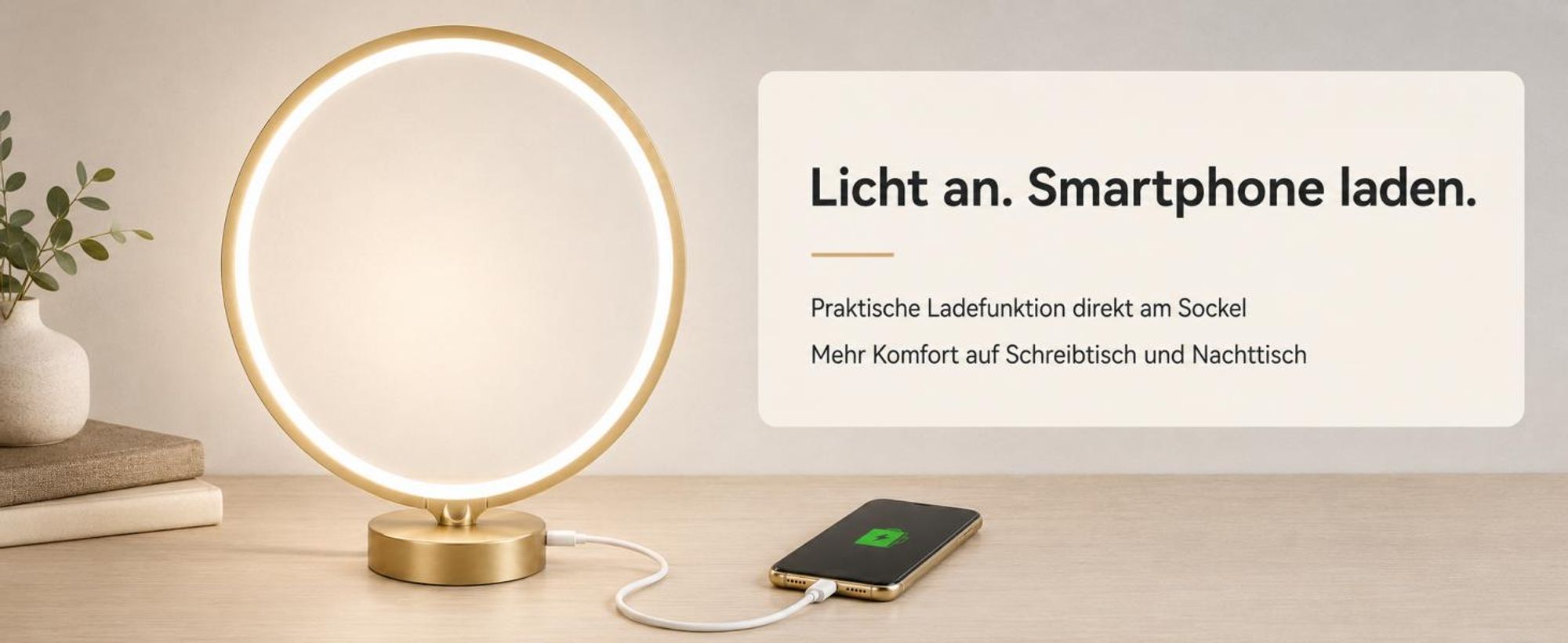 LED Tageslichtlampe 10.000 Lux, UV-frei, Touch & Fernbedienung, 3 Lichtfarben, 4 Dimmstufen, Timer, Memory-Funktion, USB-Ladefunktion, SAD-Lampe, Gold